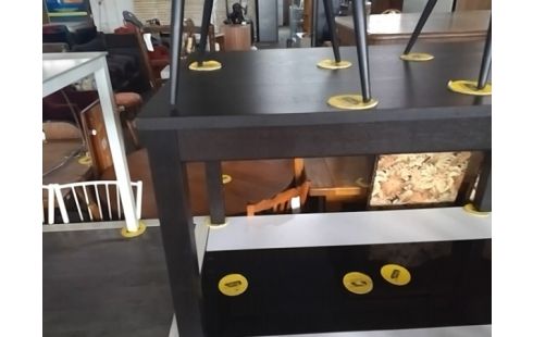 TABLE NOIRE MODERNE 130X80 + 1 ALLONGE