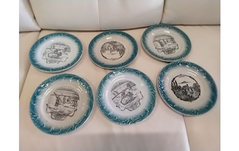ASSIETTE Anciennes faience scène corrida lot