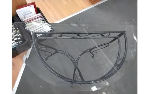 CONSOLE Demi lune verre metal manque 1ventouse