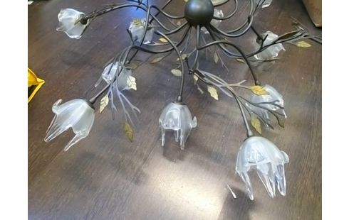 SUSPENSION METAL ET VERRE FLEURS (+VERRE RECHANGE)