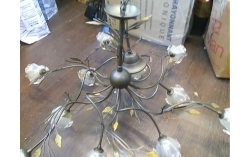 SUSPENSION METAL ET VERRE FLEURS (+VERRE RECHANGE)