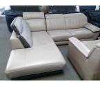 CANAPE D'ANGLE CUIR GRIS (QLQS TRACES USURE)