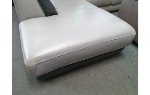CANAPE D'ANGLE CUIR GRIS (QLQS TRACES USURE)