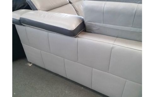 CANAPE D'ANGLE CUIR GRIS (QLQS TRACES USURE)