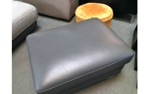 POUF CUIR GRIS FONCE